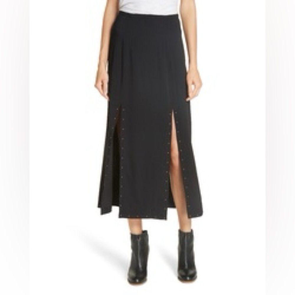 See By Chloe Black midi studded high slight skirt size 10